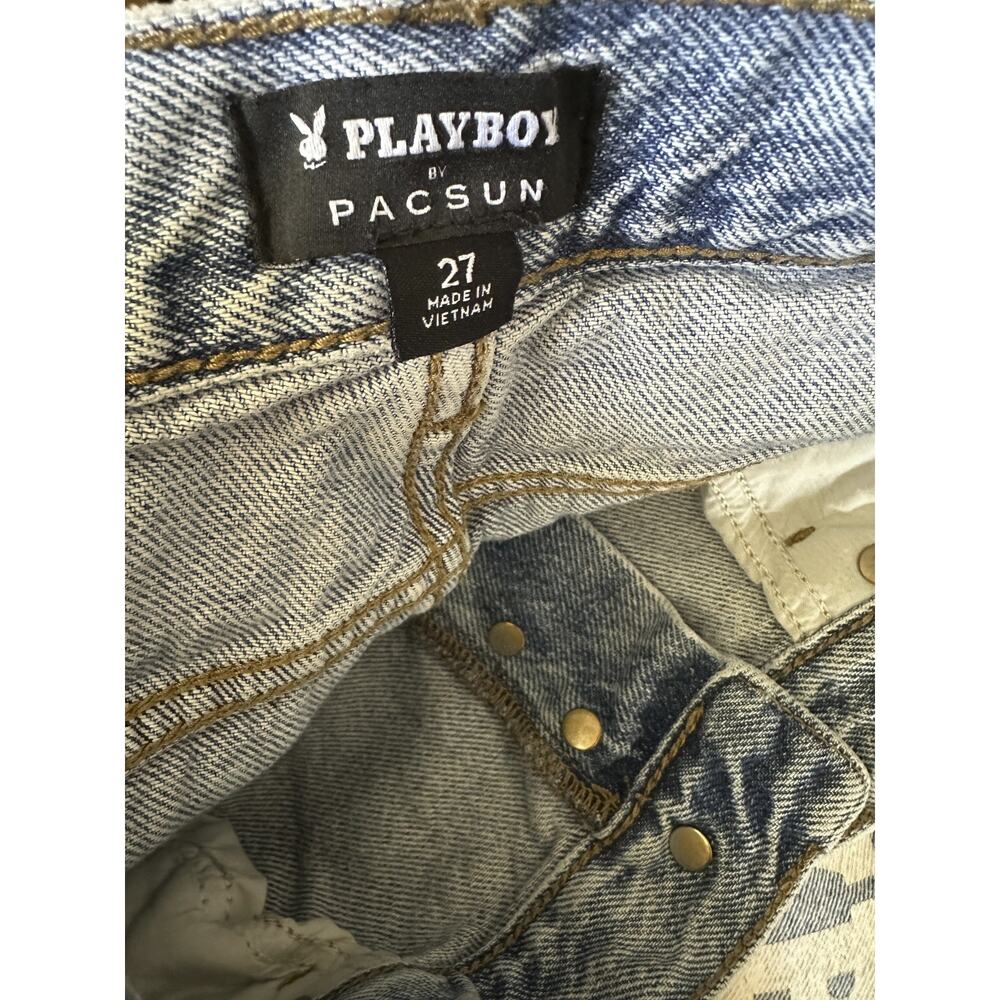 Playboy PacSun Reworked Upcycled Patchwork Denim Jeans Tapestry Boho Women's 27 - Picture 9 of 15